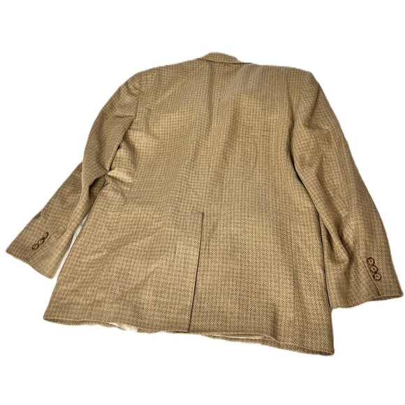 Vintage Lana Moda Fine Italian Mens Blazer Beige Tan Silk Wool Size 42R - Picture 4 of 12
